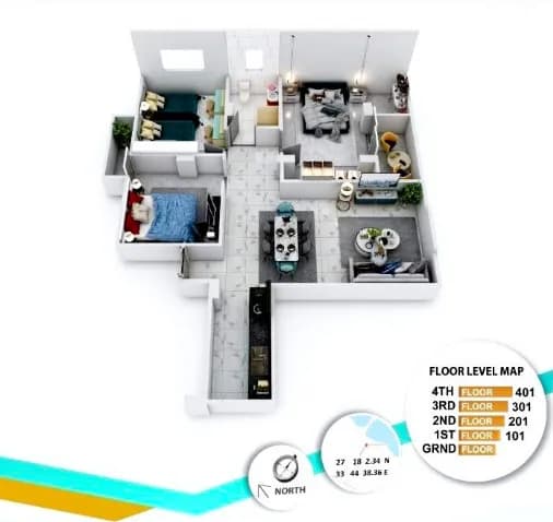 114m² 3-Zimmer Wohnung 2. Stock City Market Str.