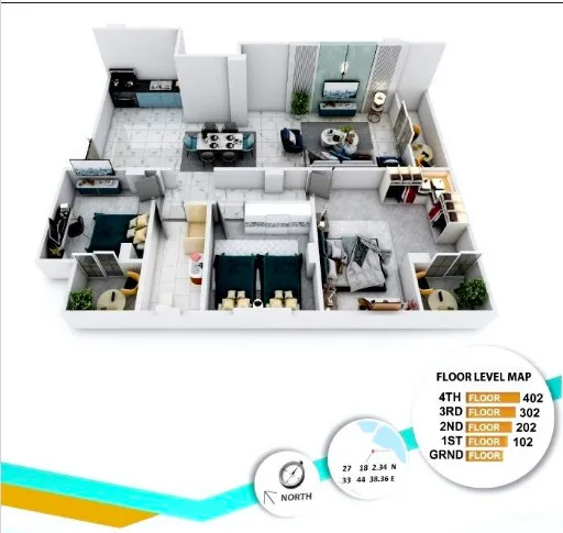 130m² 3-Zimmer Wohnung 3. Stock City Market Str.